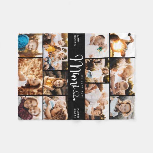 Mimi We houden van je hart Moderne fotocollage Fleece Deken (Voorkant (Horizontaal))