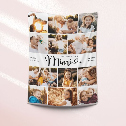 Mimi We houden van je hart Moderne fotocollage Fleece Deken