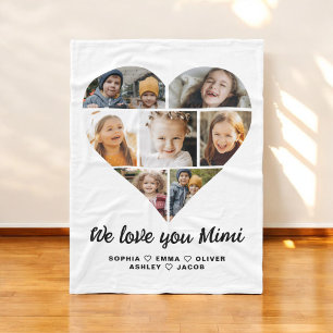 Mimi We Love You Heart Moderne Fotocollage Fleece Deken