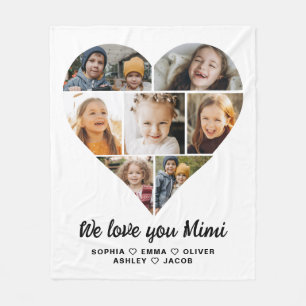 Mimi We Love You Heart Moderne Fotocollage Fleece Deken