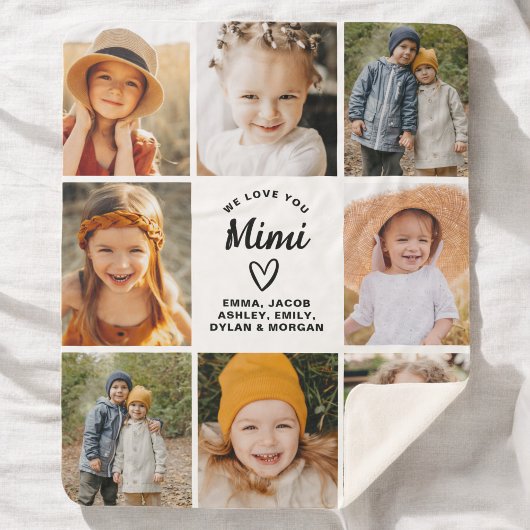 MiMi We Love You Hearts Moderne fotocollage Sherpa Deken