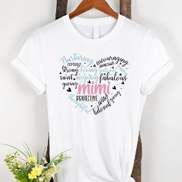 Mimi Word Cloud Pink Heart Grandma T-shirt
