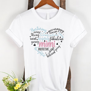 Mimi Word Cloud Pink Heart Grandma T-shirt