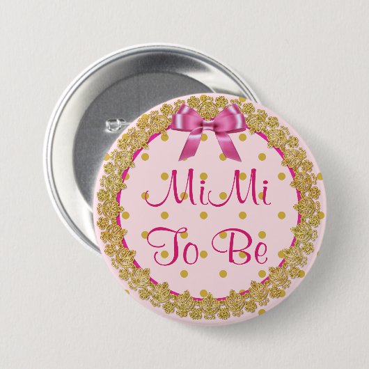 MiMi wordt roze en gouden Baby showers Button (Voorkant /achterkant)