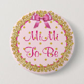 MiMi wordt roze en gouden Baby showers Button (Voorkant)