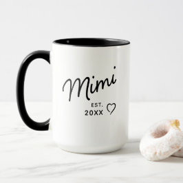 Mimi Zwart en Wit Minimalistische Oprichtingsjaar Mok