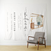 Mimimalist Boho Baby shower Kleding Welkomstbord Wandkleed (In Situ (horizontaal))