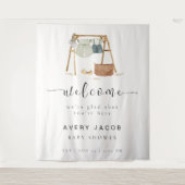 Mimimalist Boho Baby shower Kleding Welkomstbord Wandkleed (Voorkant)