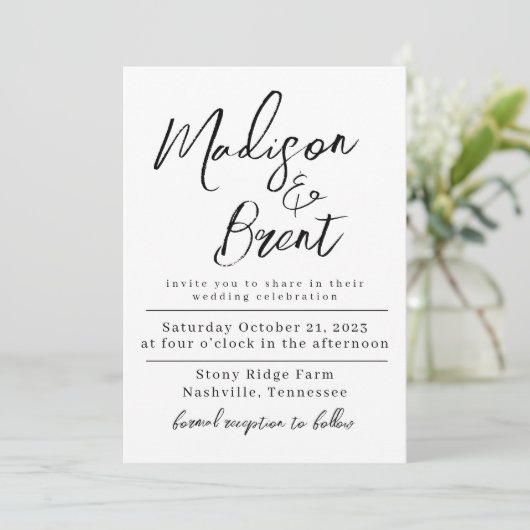 Mimimalist Eenvoudige Niet Foto Bruiloft Dag Uitno Save The Date (Staand voorkant)