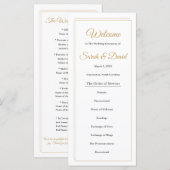 Mimimalist Gold Border Wedding Program Programmakaart (Voorkant / Achterkant)