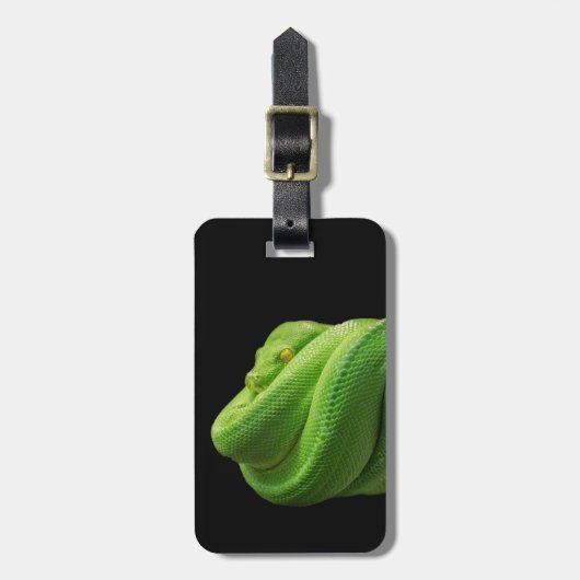 Mimimimalistische zwarte python in zwart bagagelabel (Voorkant verticaal)