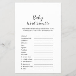 Mimimimimimalistisch Baby shower UK Baby Word Scra Flyer