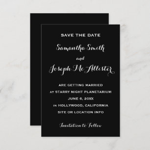 Miminal Black Save the Date Kaart