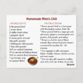 Mimi's Chili Recipe Card Briefkaart (Achterkant)