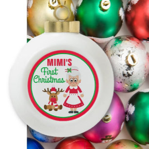 Mimi's eerste kerst keramische bal ornament