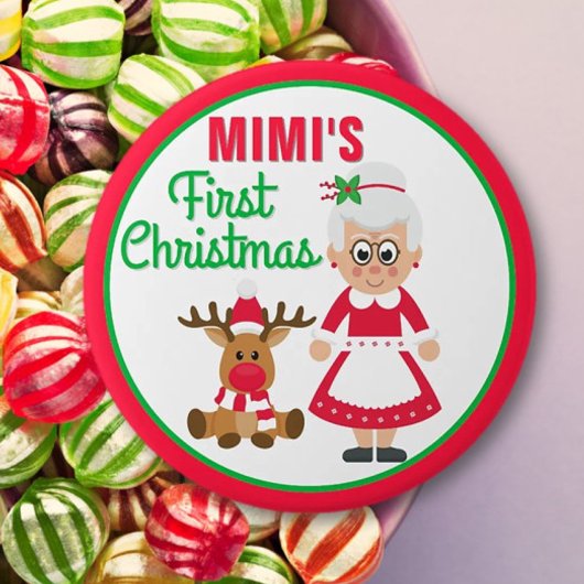 Mimi's eerste kerst knop ronde button 7,6 cm