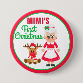 Mimi's eerste kerst knop ronde button 7,6 cm (Voorkant)