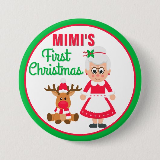 Mimi's eerste kerstknop ronde button 7,6 cm (Voorkant)
