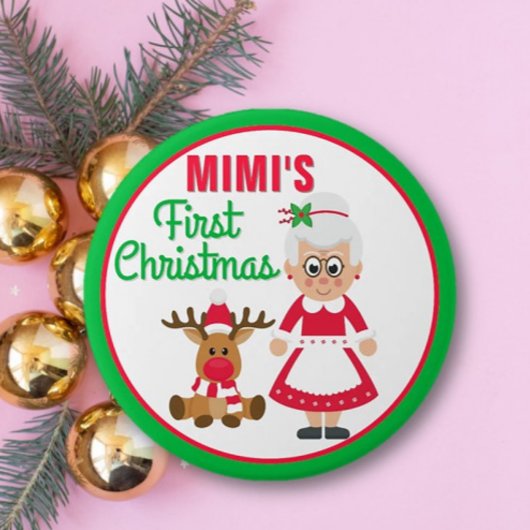 Mimi's eerste kerstknop ronde button 7,6 cm
