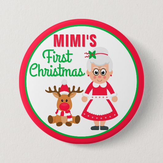Mimi's eerste kerstknop ronde button 7,6 cm (Voorkant)