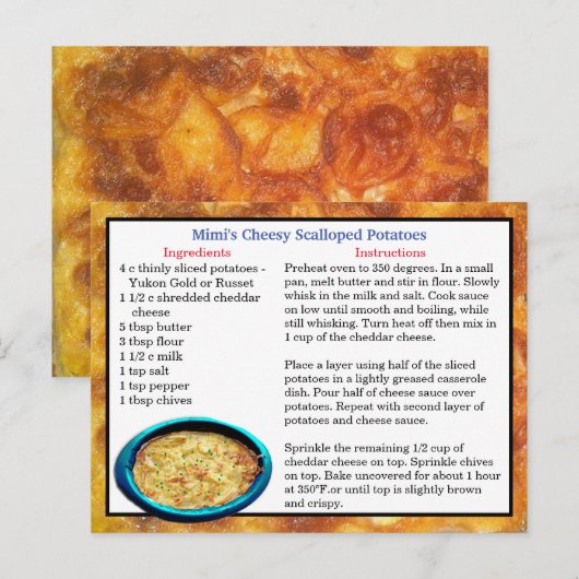 Mimi's geschulpte aardappelen Recept Kaart (Voorkant / Achterkant)