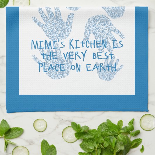 Mimi's keuken Blauw Grootmoeder cadeau Theedoek (Gevouwen)