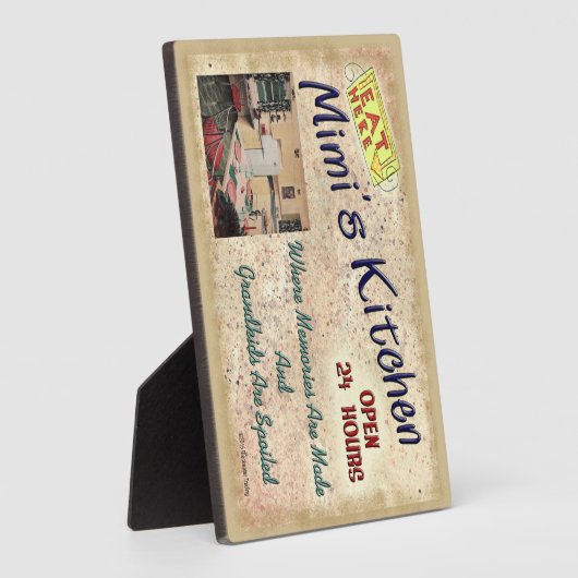 Mimi's Keuken waar kleinkinderen gespuugd plaque z Fotoplaat (Zijkant)