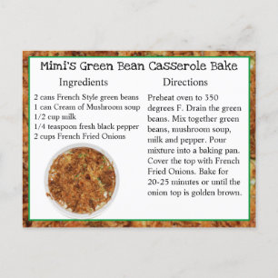 Mimi's receptkaart voor groene boontjes-casserole briefkaart