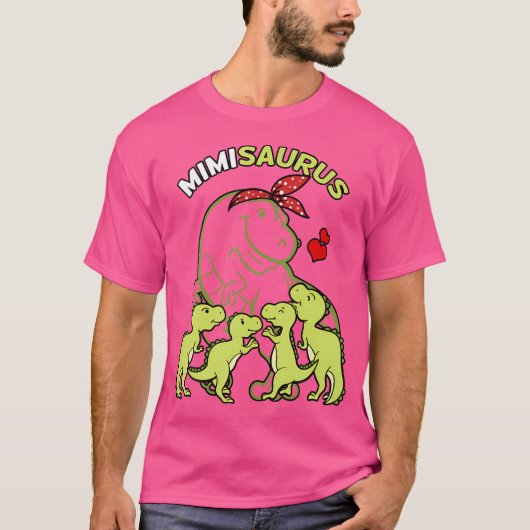 Mimisaurus Mimi 4 Kinder Dinosaurus Moederdag T-shirt (Voorkant)