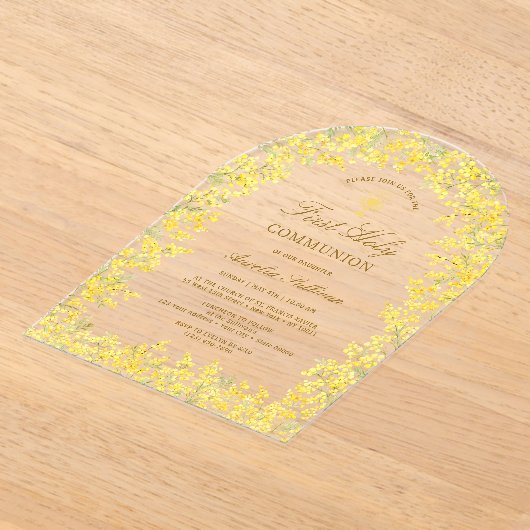 Mimosa Arch Eerste Communie Acryl Uitnodigingen (Laagn)