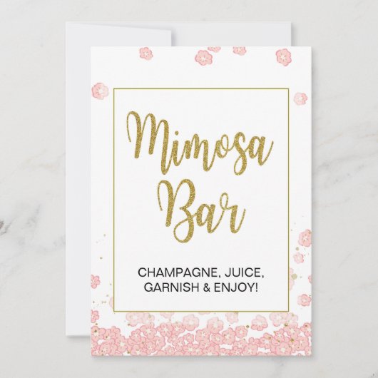 Mimosa-balkteken | Roze en gouden Vrijgezellenfees Kaart (Voorkant)