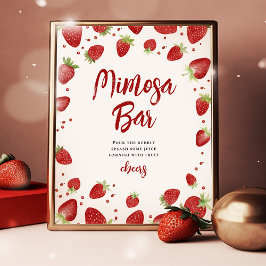 Mimosa Bar Aardbeien Baby shower teken Poster