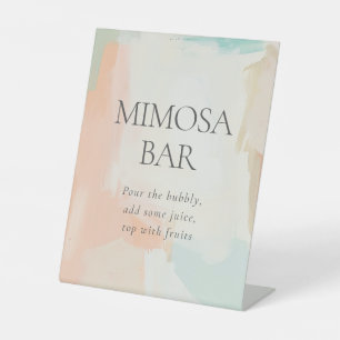 Mimosa Bar Abstract pastel schilderij Vrijgezellen Reclamebord Met Voetstuk