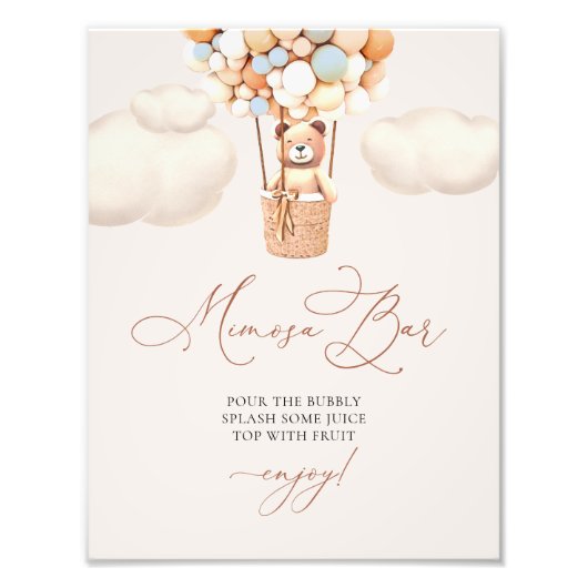 Mimosa Bar Beer Baby shower met ballonnen Foto Afdruk (Voorkant)