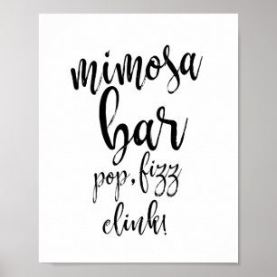 Mimosa Bar Black en White 8x10 Wedding Sign Poster