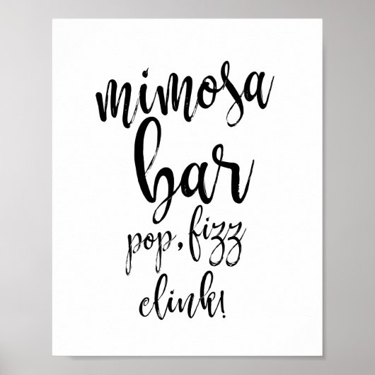 Mimosa Bar Black en White 8x10 Wedding Sign Poster (Voorkant)