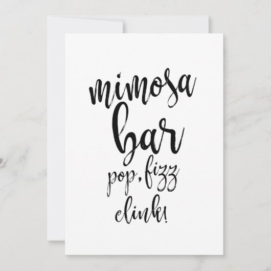 Mimosa Bar Black en White Affordable Wedding Sign (Voorkant)