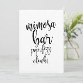 Mimosa Bar Black en White Affordable Wedding Sign (Staand voorkant)