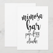 Mimosa Bar Black en White Affordable Wedding Sign (Voorkant / Achterkant)