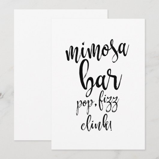 Mimosa Bar Black en White Affordable Wedding Sign (Voorkant / Achterkant)
