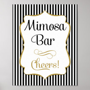 Mimosa Bar Black Gold Stripe Poster