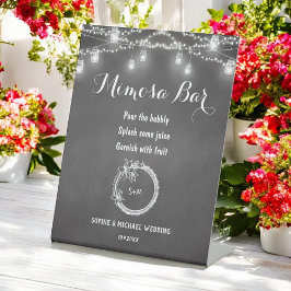 Mimosa Bar Black Mason Jar Wedding Reclamebord Met Voetstuk