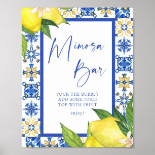 Mimosa Bar Blauwe Tegels Citroenen Bruiloftssalon  Poster