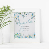 Mimosa Bar Blauwe Waterverf Bloemen Poster