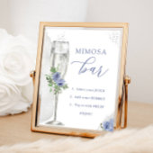 Mimosa Bar, Blauwe Zilveren Bloemen & Glass, Showe Poster