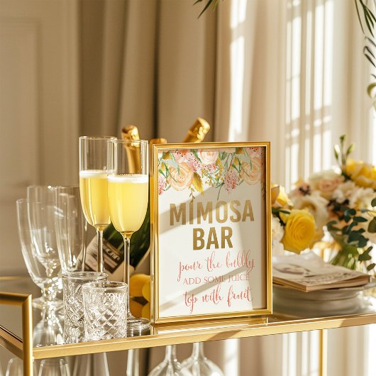 Mimosa Bar Bloemen teken Poster