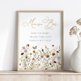 Mimosa Bar Boho Wildflower Tuin Bloemen Teken Poster