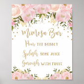 Mimosa Bar Bord Blozend Roze Goud Bloem Bruiloft Poster (Voorkant)