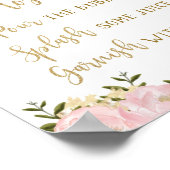 Mimosa Bar Bord Blush Roze Goud Bloem Bruiloft Poster (Hoek)