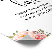 Mimosa bar bord bruid bruiloft douche roze floral poster (Hoek)
